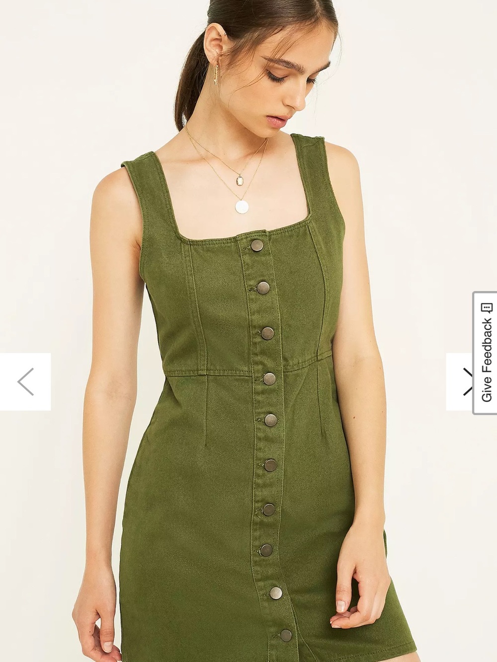 Urban Outfitters Olive Green Button-Front Dress